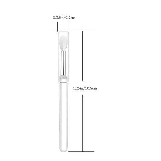 LORMAY Silicone Lip Brushes with Transparent Handles and Caps. Perfect Tools for Applying Cream Lip Mask, Eyeshadow, and Lipstick (4pcs, White)