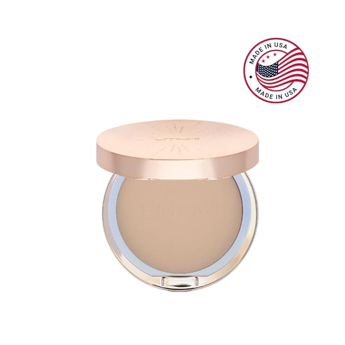 Emani Flawless Matte Powder Foundation – Mineral Compact Makeup for Sensitive Skin, Buildable Coverage, Shine Control, Long-Lasting Finish Up for Sensitive Skin and Oil Control, Warm Beige
