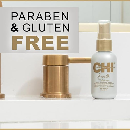 CHI Keratin Leave-in Conditioner, Hydrating Conditioner For Restoring Softness & Preventing Breakage, Great For Daily Use, Sulfate-free, 2 Oz