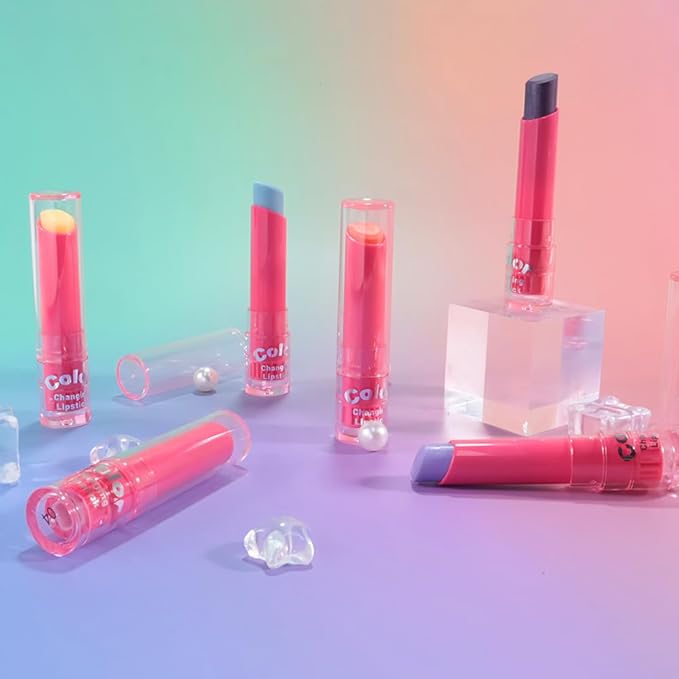 BINGBRUSH Color Changing Lipstick Set, PH Mood Peach Lip Balm and Gloss, Long Lasting Tinted Lip Stain (02# Ice Fairy, 1 Count (Pack of 1))