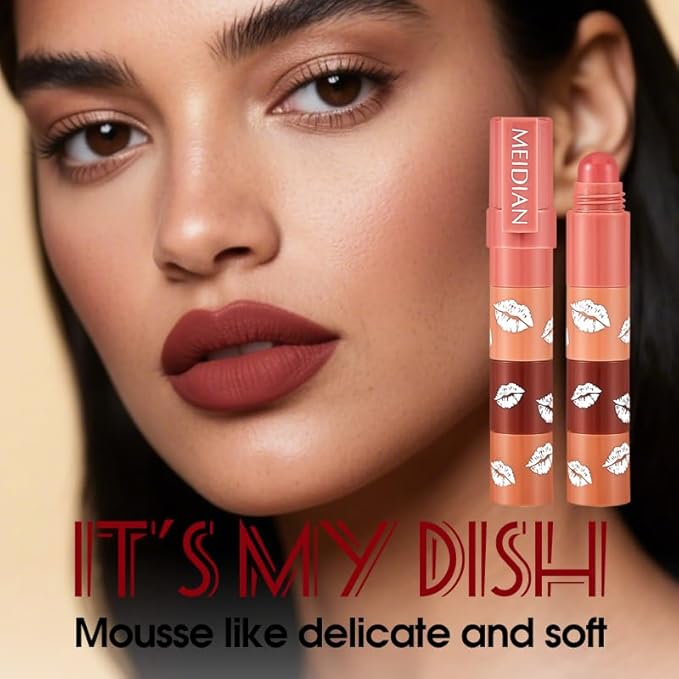 Queen Diary 4PCS Velvet Matte lipstick for women,Peach, Pure White Water, Brick Red, and Naked Orange lip stain,Waterproof lipstick long lasting Makeup Gift Sets(Set A)