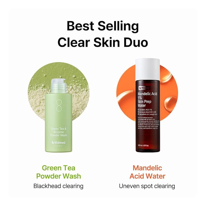 BY WISHTREND Green Tea & Enzyme Powder Wash, Gentle Cleanser for Oily & Sensitive Skin, Removes Impurities, Refine Texture, Deep Face Clean, 3.88 Oz