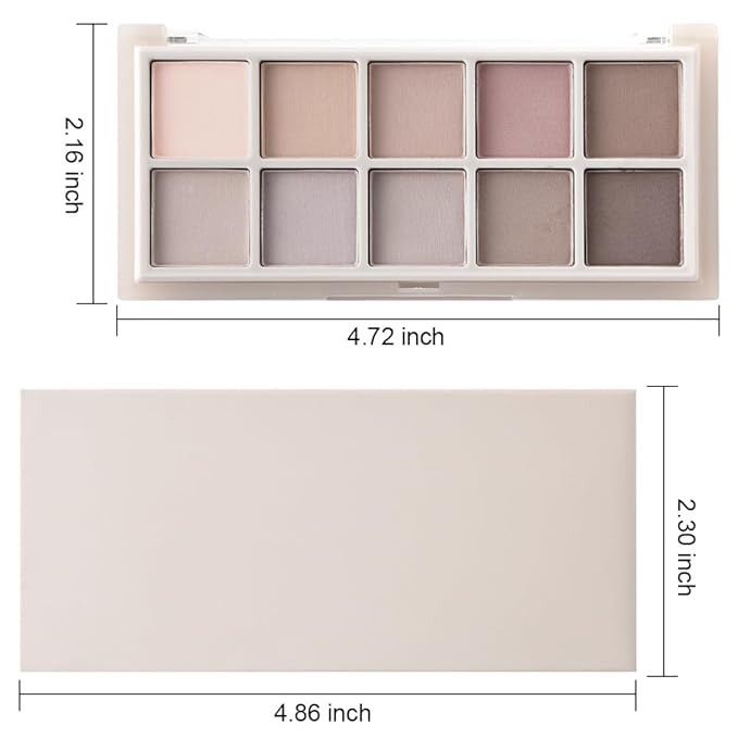 10 Color Matte Neutral Eyeshadow Palette - Neutral Taupe & Grey Brown Shades, Blendable Long-Lasting, Vegan Cruelty-Free Natural Nude Eye Shadow Palette for Women, Professional Makeup Looks