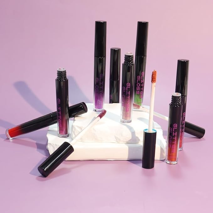 Gray Black Metallic Lipstick for Women,Glitter Sparkling Liquid Lipstick,Long Lasting Waterproof Lightweight Comfortable Non-Drying Bold Dark Lip Gloss for Gothic Stage Makeup,Vegan