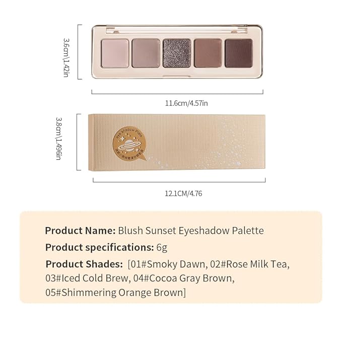 5 Color Eyeshadow Palette, Matte and Shimmer Powder Makeup, Highly Pigmented Blendable Shadows, Long-Lasting Waterproof, Natural Nude Brown Pink Shades C01