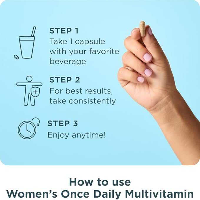Ancient Nutrition Multivitamin for Women, Women's Once Daily Supplement, Methlyated Vitamin B, C, K2, Magnesium, Folate & Iron, Supports Bone Health, 30 Count