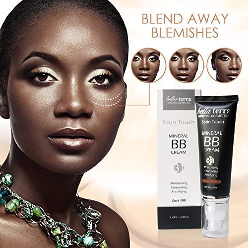 Bellaterra Cosmetics BB Cream – Tinted Moisturizer & Mineral Foundation Makeup, Dark 108 – Lightweight, Oil-Free, Buildable Coverage, Matte Finish, Anti-Aging Concealer, Clean Beauty, 1.69 oz