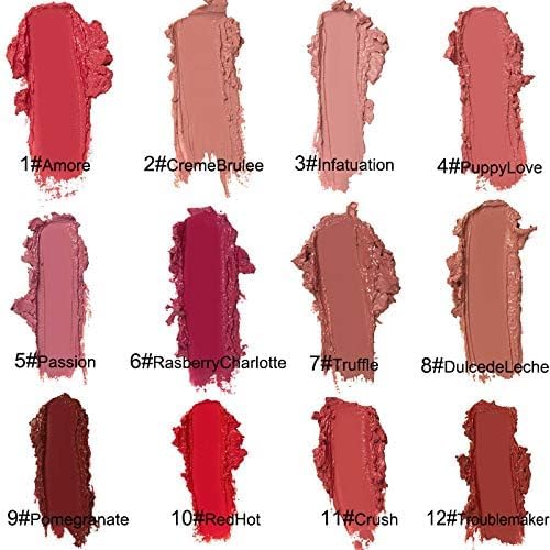 12 Color Cream Lip Gloss, 2025 New Long-Lasting Moisturizing Velvet Lip Lipstick, Waterproof, Non-Fading, Hydrating Tint Natural Jelly Lipstick Suitable for Girls and Women (#6)