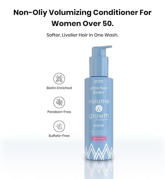 PRIME PROMETICS PrimeHair Luster Conditioner for Mature Women – Biotin Enriched, Sulfate-Free and Paraben-Free Conditioner – Perfect for Damaged, Dry, Thinning and Oily Hair