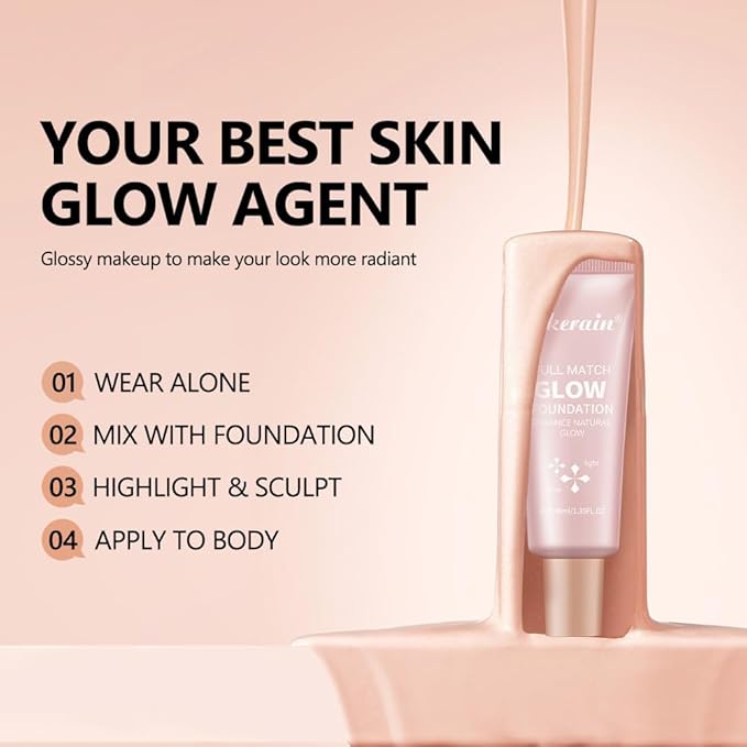 Natural Glow Illuminator Glotion - Glowing, Moisturizing, Lightweight Base, Multi-Purpose - Hydrating & Illuminating Makeup Highlighter for Radiant, Sun-Kissed Look (#2 Light, 1.35 Fl Oz (Pack of 1))