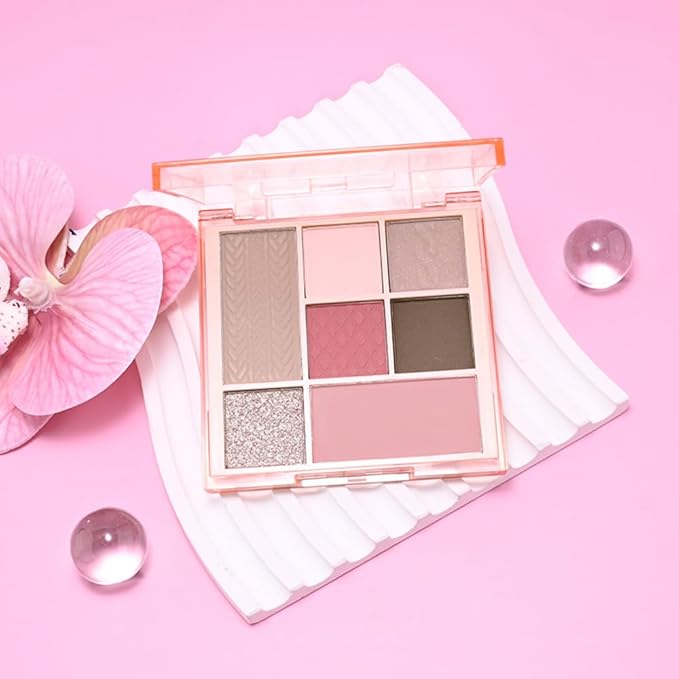 7Colors Eyeshadow Makeup Palette,Pink Mauve Brown Champagne Natural Neutral Eye Shadow Palettes for Older Women,Long Lasting Naturing-Looking,Lightweight,Eye Makeup Kit Travel Size,Vegan