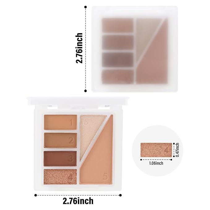 Boobeen 6 Colors Nude Eyeshadow Palette, Matte Shimmer Eyeshadow Makeup Palette for Neutral Smokey Bronze Eye Makeup