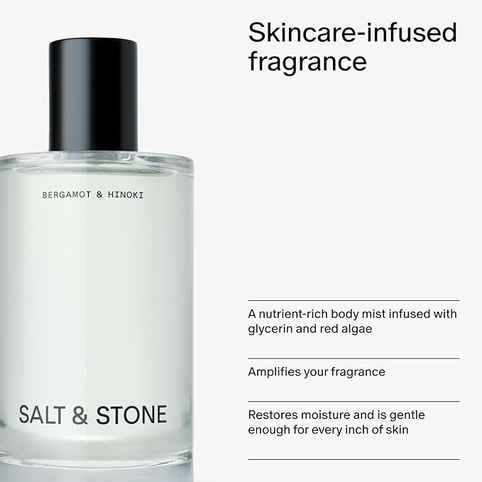 Salt & Stone Signature Scent Duo Set | 48 Hour Aluminum-Free Deodorant & Hydrating Body Mist | Skincare-Infused Deodorant & Body Spray | Bergamot & Hinoki