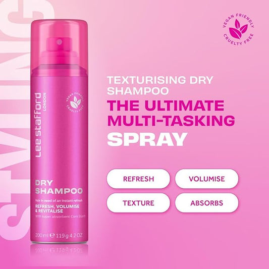 Lee Stafford Dry Shampoo | Styling - Instant Hair Refresh, Volumizing Powder Spray, Adds Volume, Absorbs Oil, Sweat & Dirt between Washes for a Clean Look, Blonde & Brunette Friendly Hairspray, 4.2 Oz