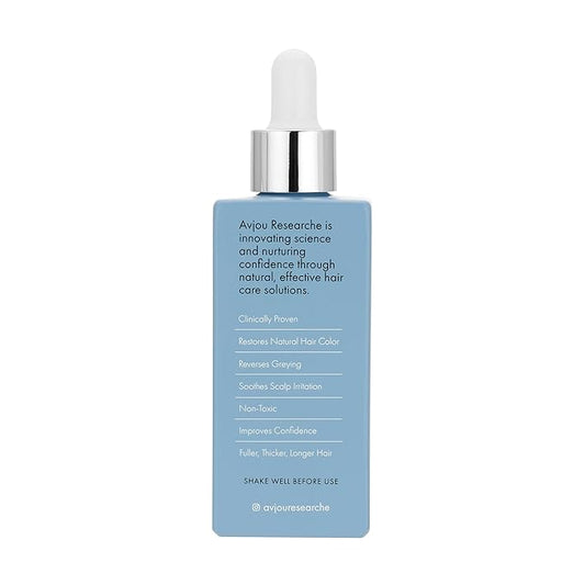 Avjou Researche™ Scalp Serum – Thicker, Fuller-Looking Hair + Targets Visible Signs of Premature Greying – 3 Patented Ingredients – Backed by Cosmetic Science – Oil-Free, All Hair Types, 1.7 oz