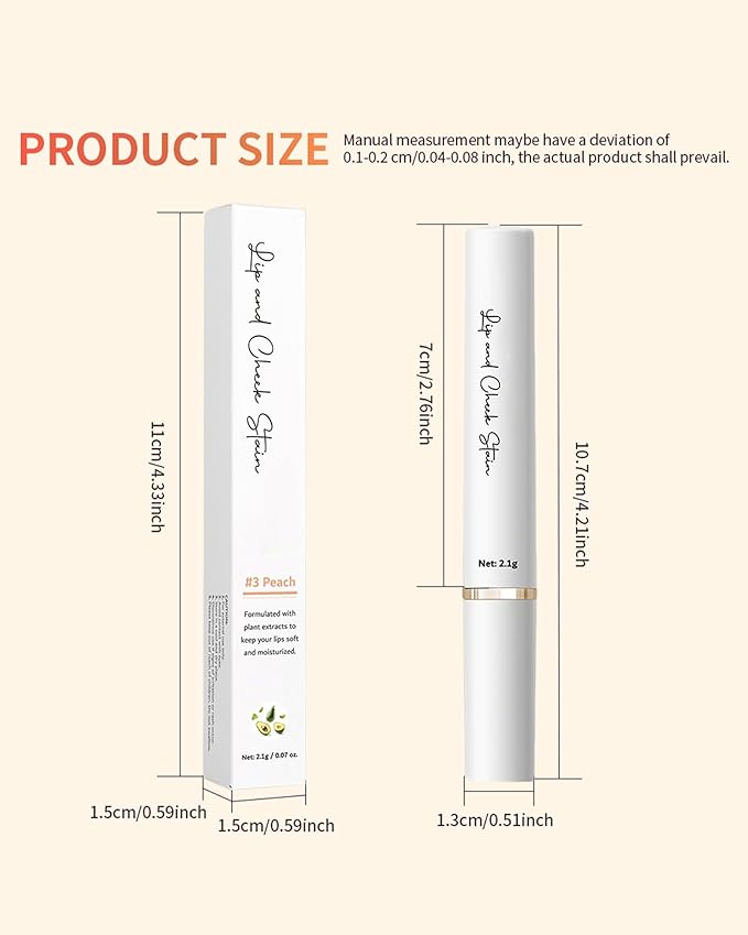 PH Color Changing Lipstick, Waterproof Temperature Color Change Lip Balm, Multi-Use Lip and Cheek Tinted Lip Gloss, Long-Lasting Hydrating Moisturizing Lip Tint,Festival Makeup Gift for Women-03 Peach