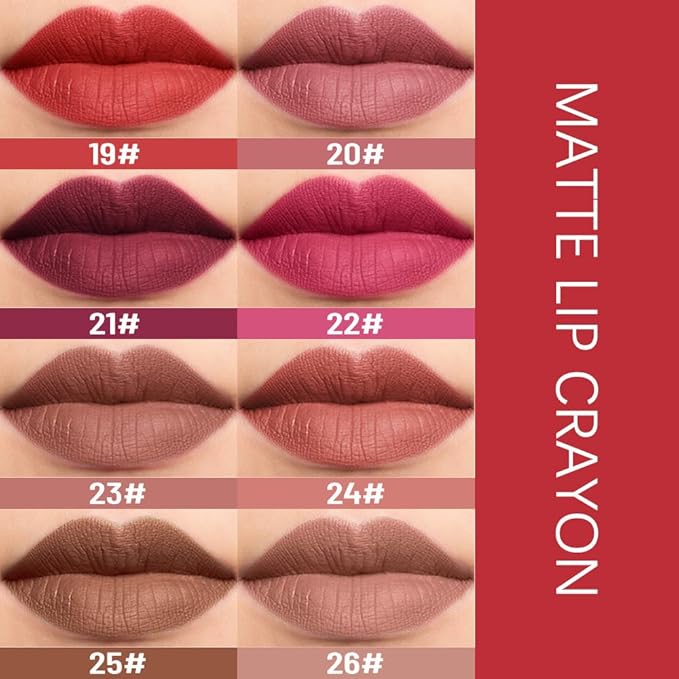 evpct Dark Wine Red Lip Liner Crayon Pencils Set for Women, Deep Berry Red Matte Lip Stick Crayon Long Lasting, Lips Pencil Liner and Lipstick set, Lipliner Pencil 24 Hours Lipstick Built-in Sharpener