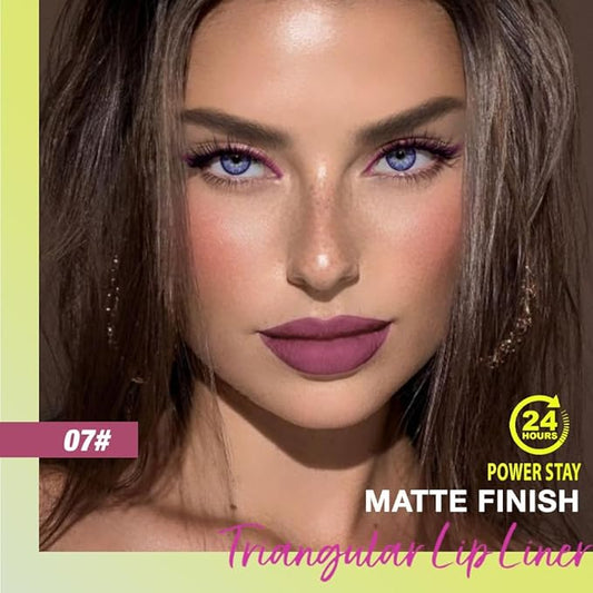 evpct Dark Purple Triangle Lip Liner Pencil Stick for Women, Retractable Lips Liner Pen Triangle Tip for Sculpting & Filling & Plumping, Longwear Lipliner Pencil, Vegan Cruelty Free Lip Filler Plumper