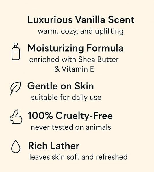 Vanilla Party Liquid Bath Soap – 10 fl oz – Hydrating, Gently Scented Body Wash for Soft, Glowing Skin