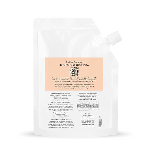 SEEN Deeper Conditioner Eco-Refill- Scented - Non-Comedogenic & Sulfate-Free Hair Conditioner- Dermatologist-Developed -Safe for Sensitive & Acne Prone Skin