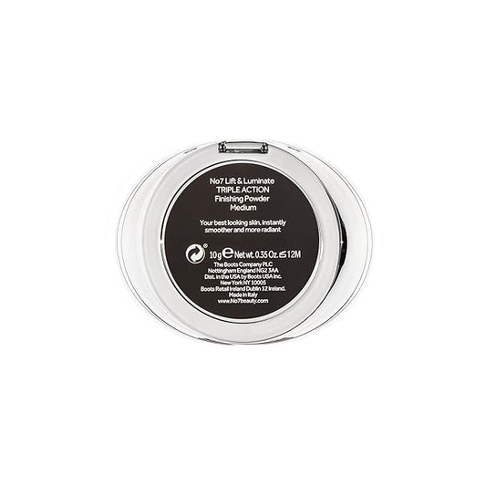 No7 Lift & Luminate Triple Action Powder - Medium - Pressed Makeup Setting Powder for Face - Compact Setting Powder Reduces the Appearance of Fine Lines & Enhances Glow (10g)
