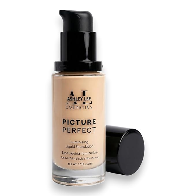 Ashley Lee Picture Perfect Luminizing Liquid Foundation – Lightweight Buildable Coverage, Natural Radiant Finish, Long-Lasting, Smooth Blend, Cruelty-Free, Glass Bottle (11. Golden)