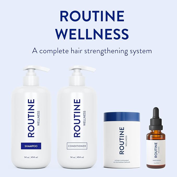 Routine Wellness Hair Growth Supplement - Clinically Tested for Thicker, Fuller Hair - Reduces Wrinkles, Fine Lines - Gluten Free, Ideal for Women & Men with Thinning Hair - 1 Bottle, 30 Day Supply