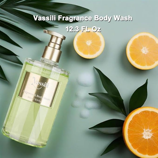 Vassili Fragrance Body Wash - Long-Lasting Aroma with Orange Blossom, Green Tea & Citrus, Hydrating & Moisturizing Formula, Gentle for All Skin Types,12.3 Fl Oz(Mystic Mist)