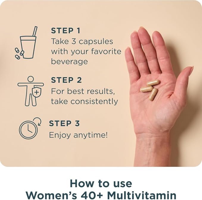 Ancient Nutrition Multivitamin for Women 40, Multi Vitamin and Immune Support with Vitamin D & C, 20 Vitamins and Minerals, Stress and Sleep Support, Supports Bone and Blood Health, 90 Capsules