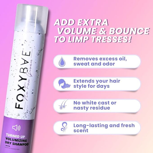 FoxyBae Turned Up Dry Shampoo Spray - Dry Shampoo for Women with Biotin for Hair Growth - Volumizing, Refreshing & Non-Toxic - 7 Fl Oz
