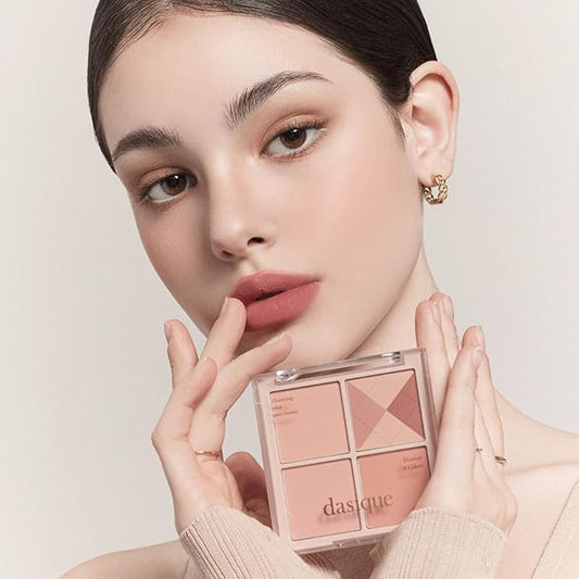 Dasique Blending Mood Cheek #04 Beige Knit l Vegan, Cruelty-Free l 4 Blendable Shades in Lightweight, Long-lasting, Smooth Powder