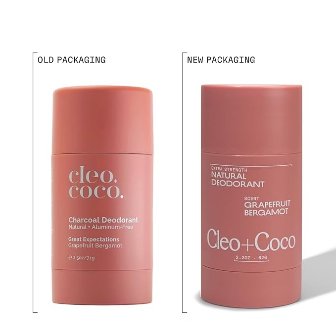 Cleo+Coco Extra Strength Deodorant Balm, Grapefruit Bergamot (2.2 oz), Natural Aluminum Free Deodorant for Women & Men with 5X Odor Fighters, 24+hour Odor Control Free from Synthetic Fragrance, Vegan