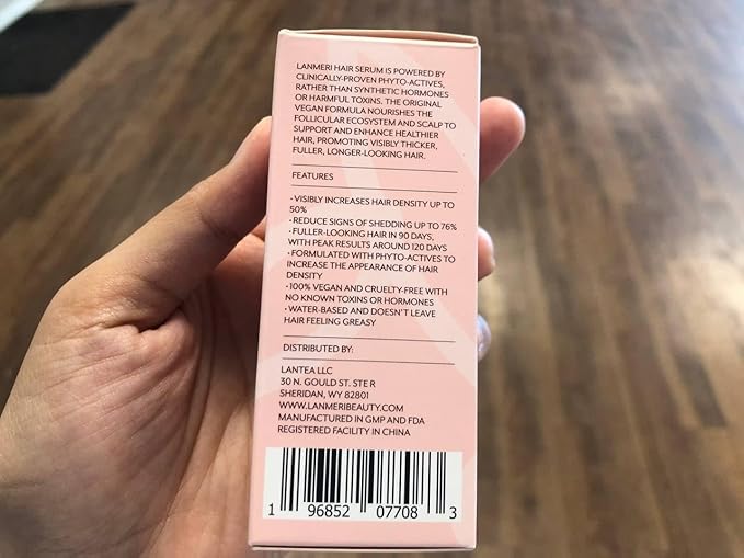 Lanmeri Vegan Hair Growth Serum - Natural Hair Regrowth and Hair Loss Treatments for Women & Men - Scalp Serum for Thinning Hair - Fuller, Thicker and Healthier Hair in 90 Days, All Hair Types