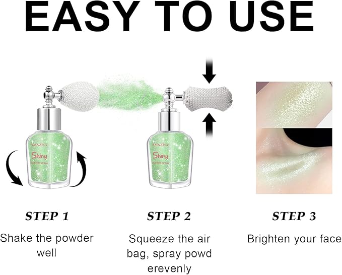 Hair and Body Glitter Spray, Shimmering Powder Sparkle Powder Makeup, Glitter Loose Sparkle Makeup for Body Highlighter,Festival Prom Rave Accessories (Green)