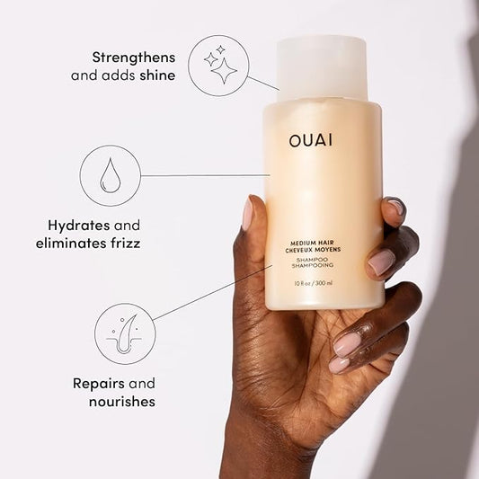 OUAI Medium Hair Shampoo & Conditioner Set, Travel Size - Hydrating Shampoo & Conditioner - With Coconut Oil, Babassu, Kumquat Extract & Keratin - Sulfate, Paraben & Phthalate Free (3 Oz)