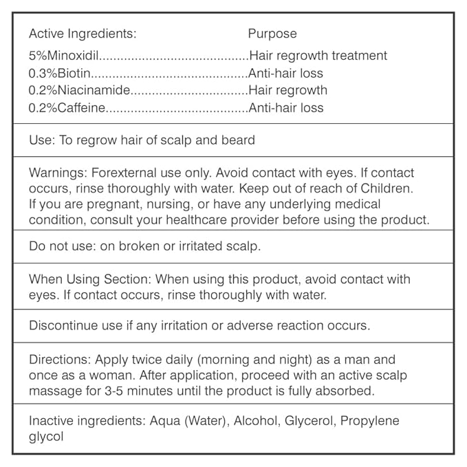 2-Pack 5% Minoxidil Hair Growth Serum, Hair Regrowth Treatment for Men and Women, Strengthens and Thickens Hair for Fuller, Longer Results, Beard and Facial Hair Enhancer