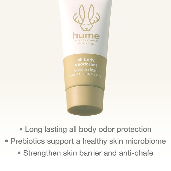 Hume Supernatural Invisible Whole Body Deodorant Balm - Full Body Protection - Aluminum Free, No Baking Soda - Anti-Chafing Odor Control - Clinically Tested on Sensitive Skin (Vanilla Daze, 1-Pack)