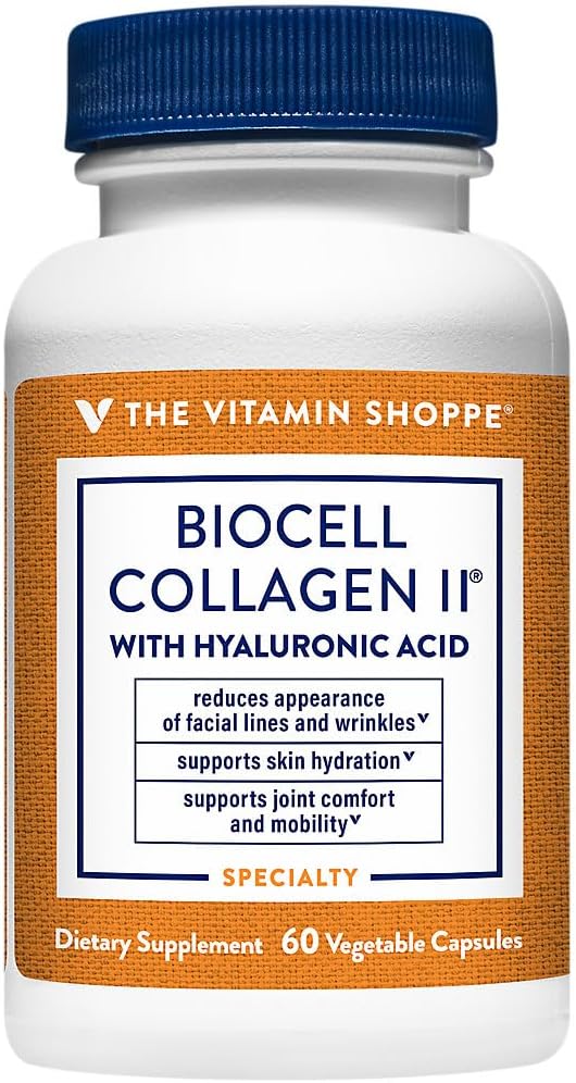 The Vitamin Shoppe Biocell Collagen II with Hyaluronic Acid - 1000mg per Serving (60 Vegetable Capsules)
