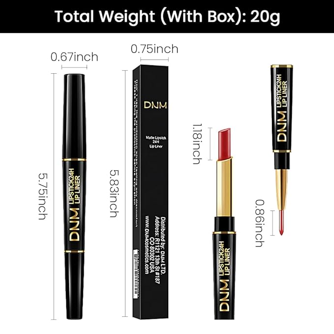 evpct 1Pcs Red Velvet Matte Lip Liner and Lipstick Combo Set Kit for Women, Dark Ruby Sexy Red Magic 24 Hours Lipstick and Lip Liner Gloss Stain Makeup Set Long Lasting Waterproof 24 labial, 40#