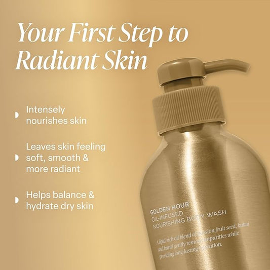 Saltair Body Wash, Golden Hour 2-Pack. Moisturizing Body Cleanser with Hydrating Ingredients. Luxury Shower Gel for Women and Men. Vegan, Cruelty-Free, Paraben-Free. 2x 17oz Pump Bottles