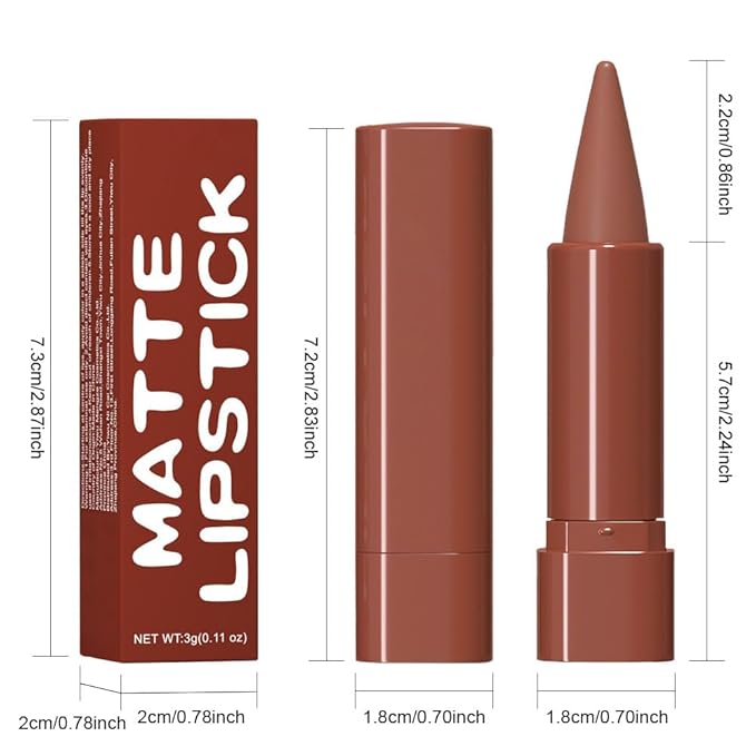 evpct Nude Brown Gradient Matte Lipstick Lip Liner Crayon Combo Pencil Set for Women Long Lasting Waterproof, Light Brown Matte Cream Lip Liner and Lipstick Combo Makeup Flawless Gradual Ombre Effect