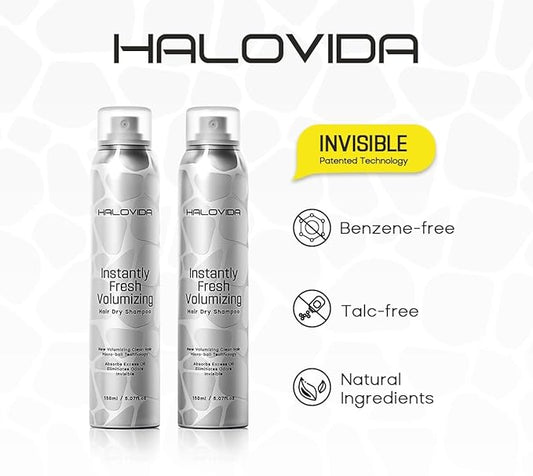 HALOVIDA Instant Fresh Volumizing Invisible Dry Shampoo Travel Size 2.03 fl. oz (60ml) (HAIR DRY SHAMPOO 60ml) (2.03FL)