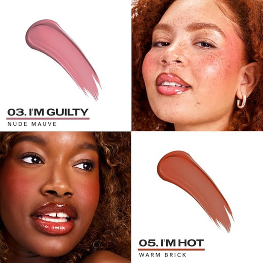 Sacheu Cheek STAY-N Liquid Blush for Cheeks — High Pigment, Buildable, Lightweight Cream Blush Infused With Squalane, for Dewy Radiant Flushed Cheeks — Long-lasting & Cruelty Free, Sugar & Spice Duo