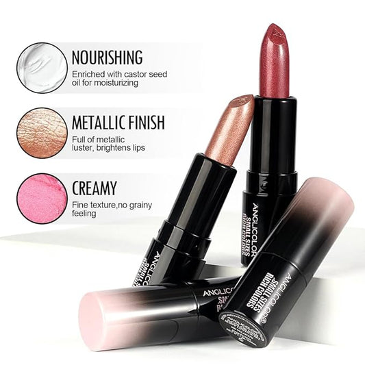 6PC Mini Glitter Lipstick Set,High Pigmented,Lightweight Smooth Moisturizing Formula,Glossy Shine,Travel Size,Metallic Shimmer Lipstick Gift Sets For Women Girls Makeup kit