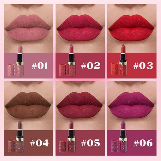 evpct 6Pcs Mauve Maroon Ruby Bright Red Brown Plum Purple Matte Lipstick Set, Matte Ceamy Soft Lipsticks Set for Women Long Lasting Waterproof, Vegan Cruetly Free Lipstick Pack 24 hrs original labiale