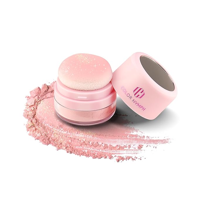 Color Nymph Powder Blusher, Face Blush Mushroom Air Cushion Micro-Shimmer Blusher For Cheek Rare Beauty Blush Makeup For Cool White Skin Highly Pigmented 01# Sakura Pink