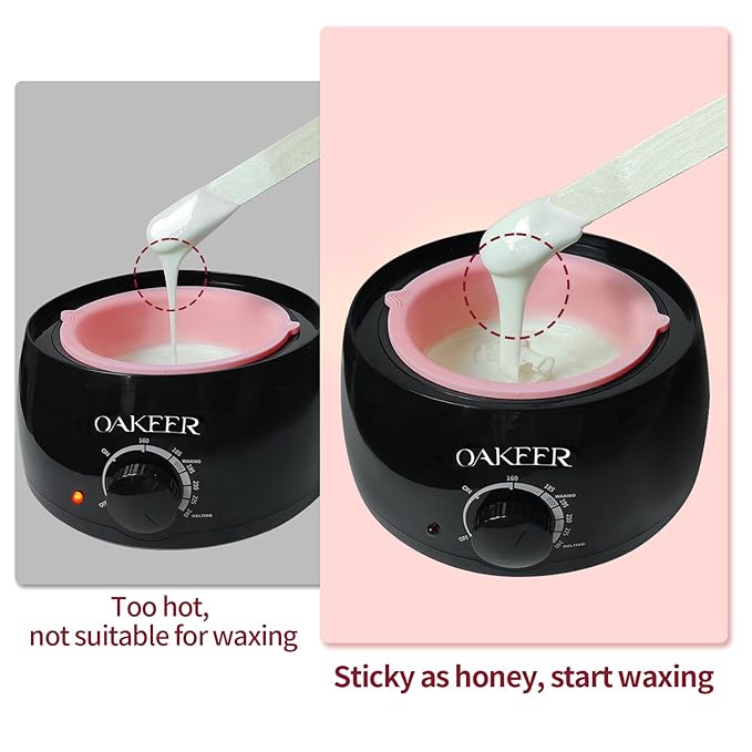 Oakeer Waxing Kit for Women Men, Wax Pot Machine, Wax Warmer for Hair Removal At Home With 6 Bags Beans, Body Waxing For Eyebrows Nose Cheeks Arms Bikinis Legs
