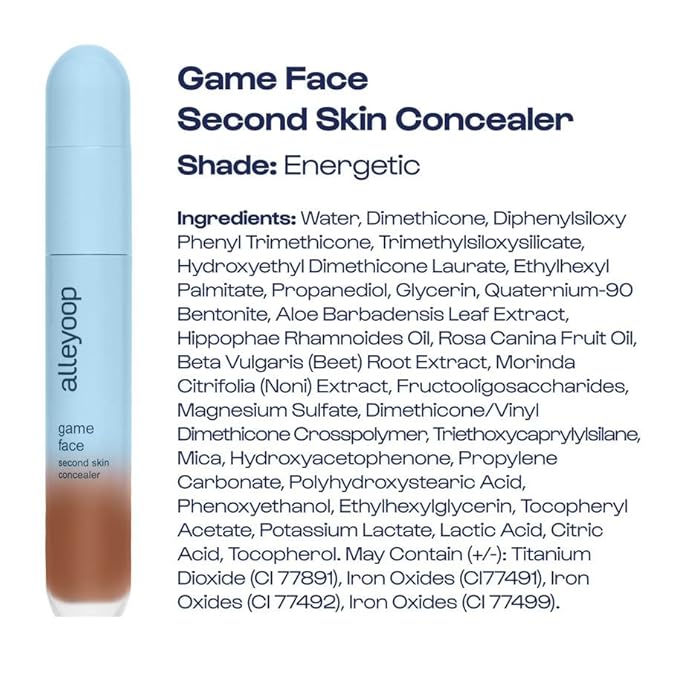 Alleyoop Game Face Makeup Concealer - Lightweight, Buildable Under Eye Concealer for Dark Circles, Hydrating Cream Formula for Women with Aloe Stem Cell - Smooth, Crease-Proof Makeup, Energetic