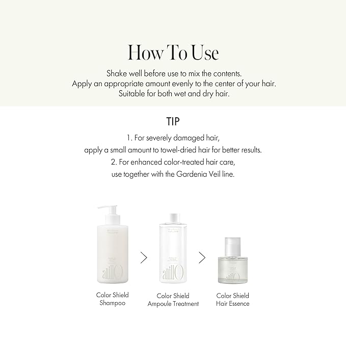 Gardenia Veil Color Shield Hair Essence – Lightweight Leave-In Treatment for Color-Treated Hair – Shine Boost, Damage Repair, Color Fixing System, Floral Scent – (50ml / 1.69 fl. Oz)