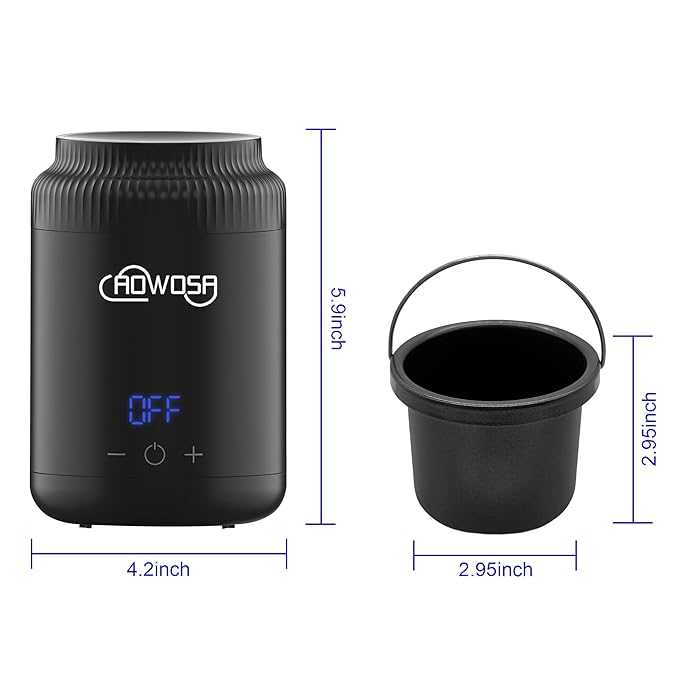 Mini Wax Pot Warmer for Hair Removal, Professional Portable Digital Wax Heater Machine for Facial Body SPA Salon, with 200ml Non-stick Pot, ℃/℉ Switchable Display, 100 Brow Sticks